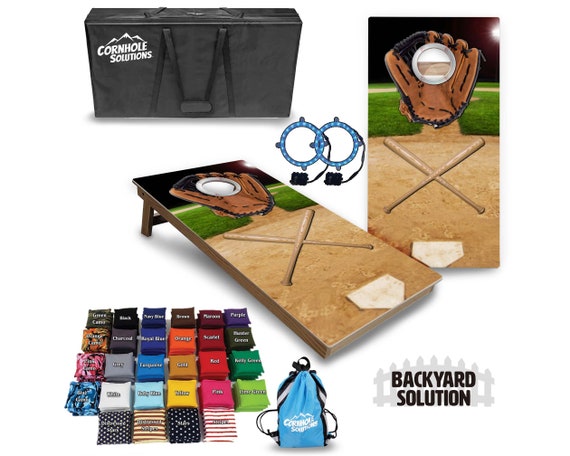 Backyard Cornhole Bundle Options - Baseball Glove - 2'x4' Regulation Set + UV Direct Print + UV Clear Coat