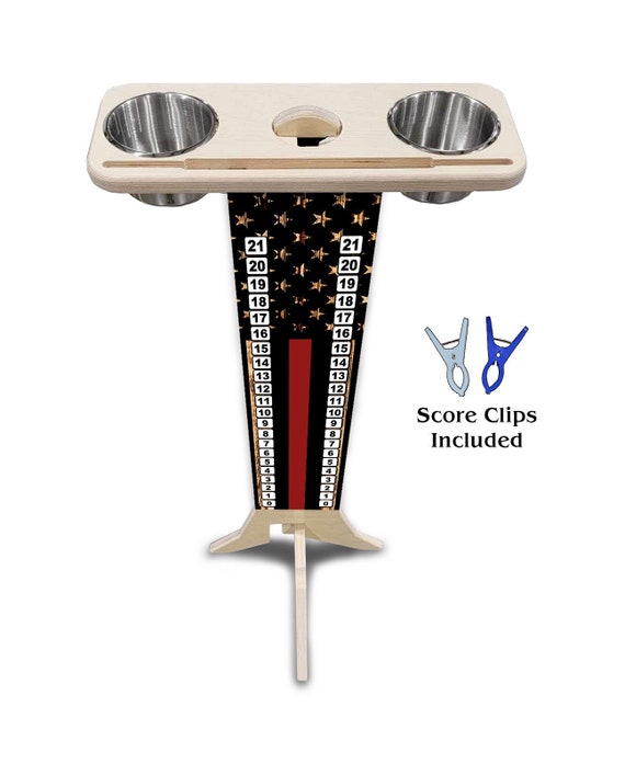 Score Stand - Red Line Flag - Phone/Tablet Holder - Stainless Steel Cup Holders & Scoring Clips Included!