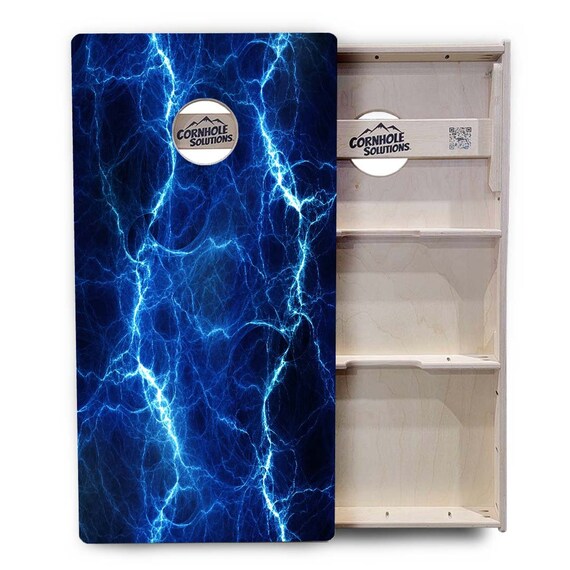 Tournament Cornhole Bundle Options - Blue Lightning - 2'x4' Regulation - 3/4″ Baltic Birch +UV Direct Print +UV Clear Coat
