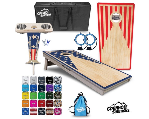 Tournament Cornhole Bundle Options - Stars & Stripes - 2'x4' Regulation Set - 3/4″ Baltic Birch +ScoreBrace +UV Direct Print +UV Clear Coat