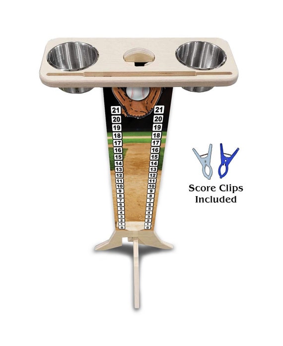Score Stand - Baseball Diamond Theme - Phone/Tablet Holder - Stainless Steel Cup Holders & Scoring Clips Included!