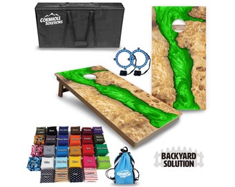 Backyard Cornhole Bundle Options - Green Epoxy - 2'x4' Regulation Set + UV Direct Print + UV Clear Coat