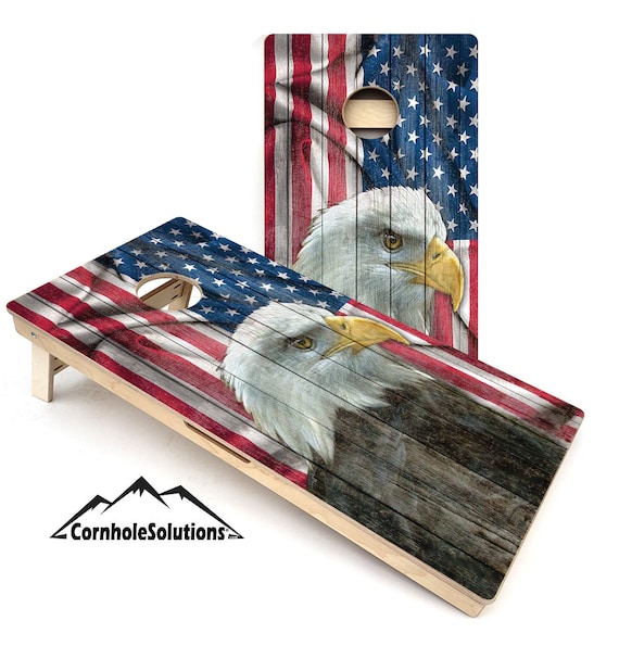 Faded Eagle Flag Design - Cornhole Sets - Direct Printed 4'x2' Professional Cornhole Set - Made in the USA! Free Shipping!