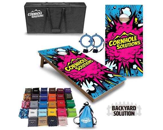 Backyard Cornhole Bundle Options - Pink Explosion CS Logo - 2'x4' Regulation Set + UV Direct Print + UV Clear Coat