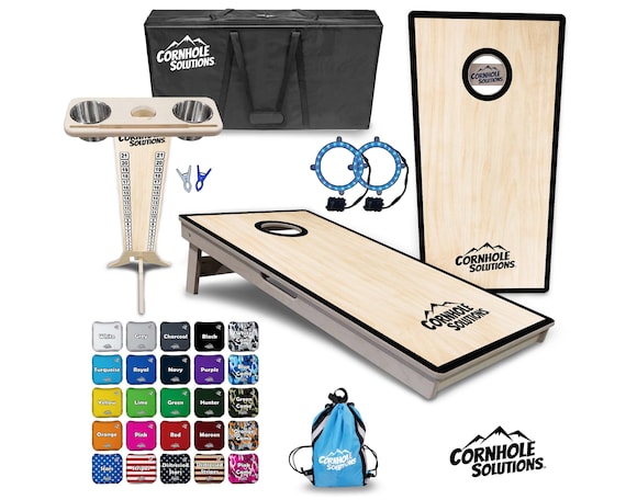 Tournament Cornhole Bundle Options- Black Hole CS Logo- 2'x4' Regulation Set- 3/4″ Baltic Birch +ScoreBrace +UV Direct Print +UV Clear Coat