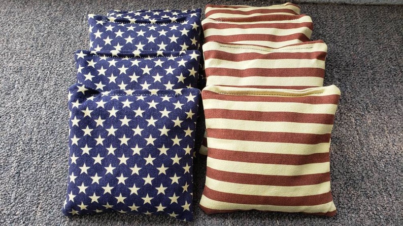 All Weather Resin Filled Distressed Stars & Stripes Regulation 6x6 Cornhole Bags includes 8 bags image 4