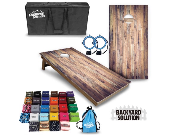 Backyard Cornhole Bundle Options - Barnwood - 2'x4' Regulation Set + UV Direct Print + UV Clear Coat