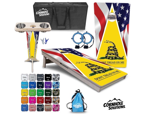 Tournament Cornhole Bundle Options- DTOM Yellow Triangle- 2'x4' Regulation Set- 3/4″ BalticBirch +ScoreBrace +UV Direct Print +UV Clear Coat