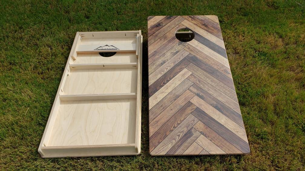 Herringbone Printed on to the Grade Plywood Cornhole Boards