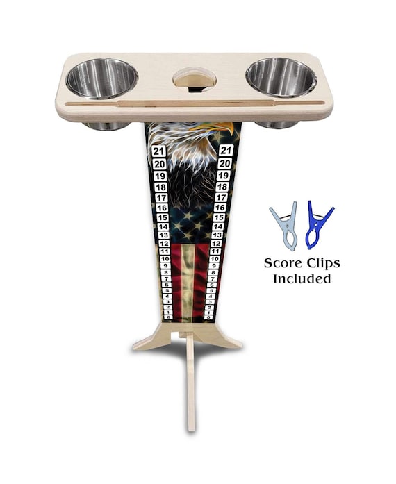 Score Stand - Eagle Flag - Phone/Tablet Holder - Stainless Steel Cup Holders & Scoring Clips Included!