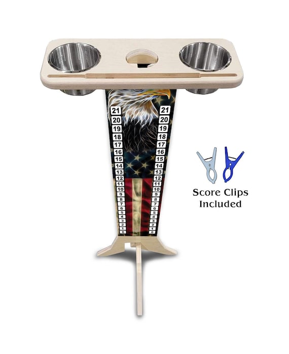 Score Stand - Eagle Flag - Phone/Tablet Holder - Stainless Steel Cup Holders & Scoring Clips Included!