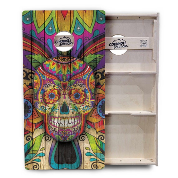 Tournament Cornhole Bundle Options - Sugar Skull - 2'x4' Regulation - 3/4″ Baltic Birch +UV Direct Print +UV Clear Coat