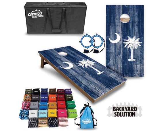 Backyard Cornhole Bundle Options - South Carolina - 2'x4' Regulation Set + UV Direct Print + UV Clear Coat