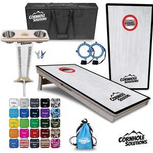 Tournament Cornhole Bundle - Red Hole CS Logo w/Grey- 2'x4' Regulation Set- 3/4″ Baltic Birch +UV Direct Print + UV Clear Coat
