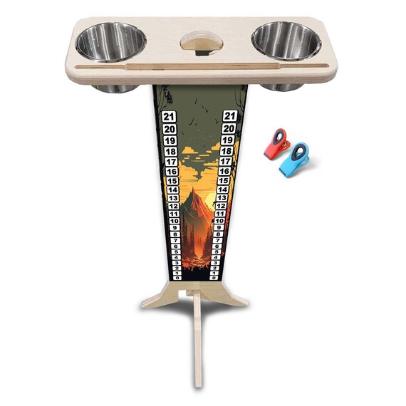 Score Stand - Mountain Sunset 2 - Phone/Tablet Holder - Stainless Steel Cup Holders & Scoring Clips Included!