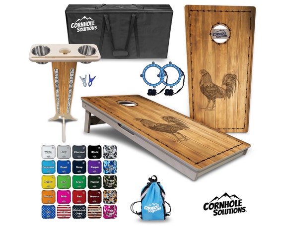 Tournament Cornhole Bundle Options - Barnyard Chicken - 2'x4' Regulation - 3/4″ Baltic Birch +Score Brace +UV Direct Print +UV Clear Coat