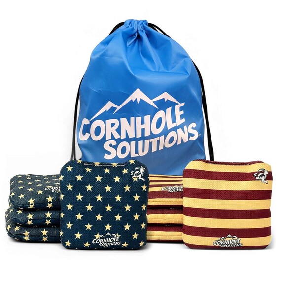 Pro Style Rec Cornhole Bags – Set of 8 (Distressed Stars & Distressed Stripes)