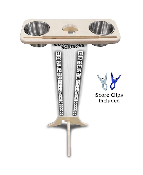 Score Stand - Grey Wash CS Logo - Phone/Tablet Holder - Stainless Steel Cup Holders & Scoring Clips Included!