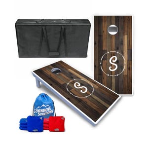 Rustic Plank Monogram Cornhole Boards – All-Weather Series