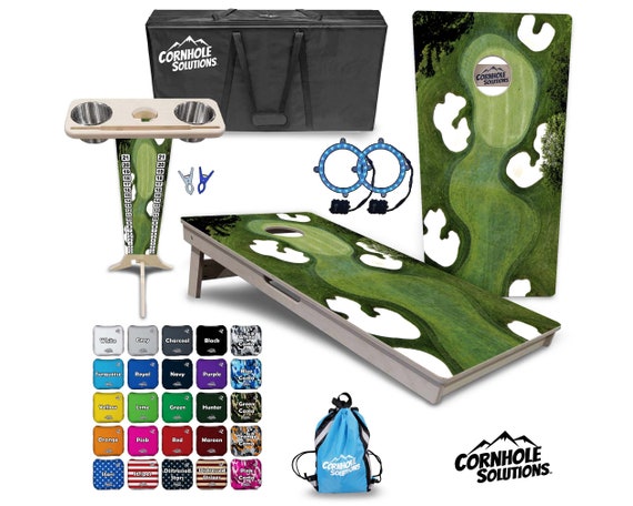 Tournament Cornhole Bundle Options - Golf Course - 2'x4' Regulation Set - 3/4″ Baltic Birch + Score Brace + UV Direct Print + UV Clear Coat