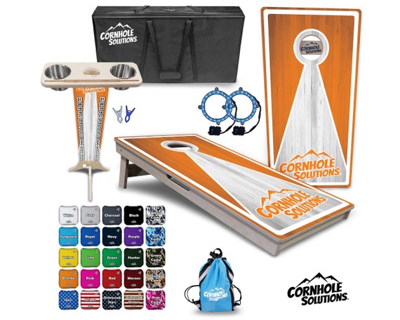 Tournament Cornhole Bundle Options- Orange Keyhole - 2'x4' Regulation Set - 3/4″ Baltic Birch + ScoreBrace + UV Direct Print + UV Clear Coat