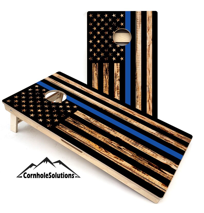 Thin Blue Line Design - Cornhole Set - Direct UV Printed 4'x2' Professional Cornhole Set - Made in the USA! Free Shipping! 