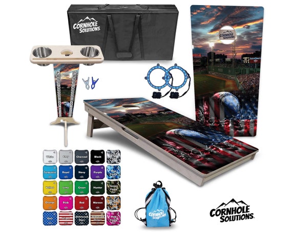 Tournament Cornhole Bundle Options- Baseball Field - 2'x4' Regulation Set - 3/4″ Baltic Birch + ScoreBrace + UV Direct Print + UV Clear Coat