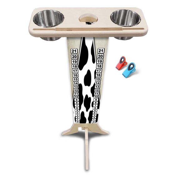 Score Stand - Cow Print - Phone/Tablet Holder - Stainless Steel Cup Holders & Scoring Clips Included!