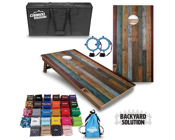 Backyard Cornhole Bundle Options - Wood Planks - 2'x4' Regulation Set + UV Direct Print + UV Clear Coat