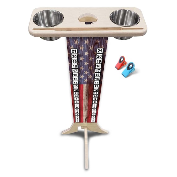 Score Stand - USA Flag - Phone/Tablet Holder - Stainless Steel Cup Holders & Scoring Clips Included!
