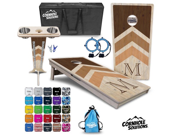 Tournament Cornhole Bundle Options - Natural Arrow - 2'x4' Regulation Set - 3/4″ Baltic Birch +ScoreBrace + UV Direct Print + UV Clear Coat