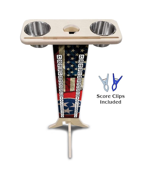 Score Stand - TN/USA Flag - Phone/Tablet Holder - Stainless Steel Cup Holders & Scoring Clips Included!