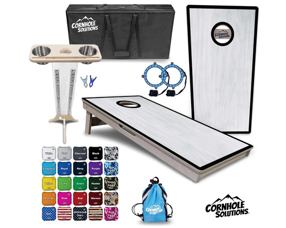 Tournament Cornhole Bundle Options - Black Hole w/Grey - 2'x4' Regulation Set- 3/4″ Baltic Birch +ScoreBrace +UV Direct Print +UV Clear Coat