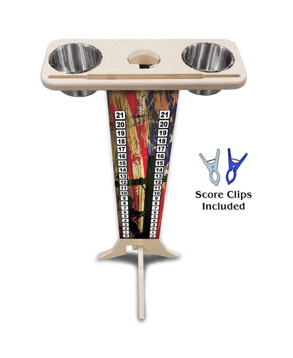 Score Stand - Lineman Theme - Phone/Tablet Holder - Stainless Steel Cup Holders & Scoring Clips Included!