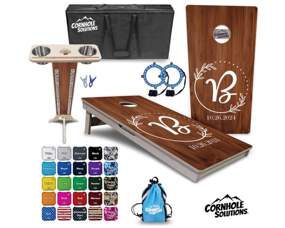 Tournament Cornhole Bundle Options- Laurel Wreath - 2'x4' Regulation Set - 3/4″ Baltic Birch + ScoreBrace + UV Direct Print + UV Clear Coat