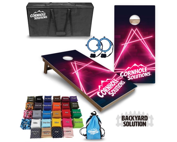 Backyard Cornhole Bundle Options - Pink Neon CS Logo - 2'x4' Regulation Set + UV Direct Print + UV Clear Coat