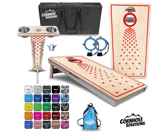 Tournament Cornhole Bundle Options - Dots w/CS Logo - 2'x4' Regulation - 3/4″ Baltic Birch +Score Brace +UV Direct Print +UV Clear Coat