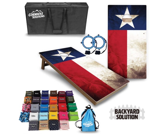 Backyard Cornhole Bundle Options - Texas Flag - 2'x4' Regulation Set + UV Direct Print + UV Clear Coat