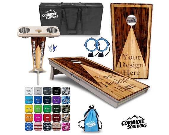 Tournament Cornhole Bundle Options- Custom Triangle - 2'x4' Regulation Set - 3/4″ Baltic Birch +ScoreBrace + UV Direct Print + UV Clear Coat