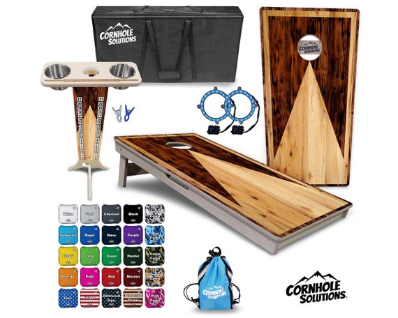 Tournament Cornhole Bundle Options - Wood Stain Triangle - 2'x4' Regulation - 3/4″ Baltic Birch +Score Brace +UV Direct Print +UV Clear Coat