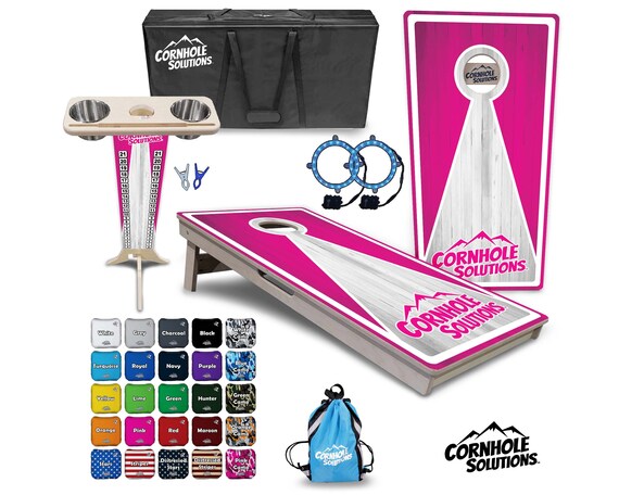 Tournament Cornhole Bundle Options- Pink Keyhole - 2'x4' Regulation Set- 3/4″ Baltic Birch + Score Brace + UV Direct Print + UV Clear Coat