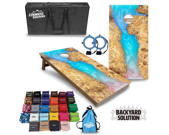 Backyard Cornhole Bundle Options - Pastel Gradient Epoxy - 2'x4' Regulation Set + UV Direct Print + UV Clear Coat