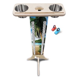 Score Stand - Beach Theme - Phone/Tablet Holder - Stainless Steel Cup Holders & Scoring Clips Included!