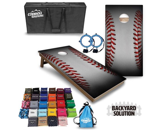 Backyard Cornhole Bundle Options - Baseball - 2'x4' Regulation Set + UV Direct Print + UV Clear Coat