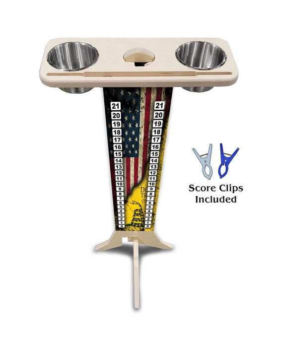 Score Stand - Dont Tread On Me - Phone/Tablet Holder - Stainless Steel Cup Holders & Scoring Clips Included!