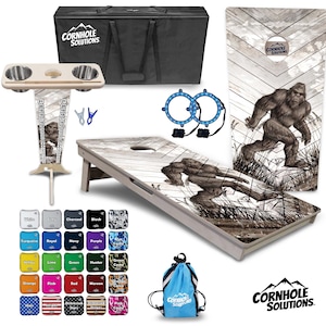 Tournament Cornhole Bundle Options - Bigfoot Whitewash - 2&#39;x4&#39; Regulation - 3/4″ Baltic Birch +UV Direct Print +UV Clear Coat