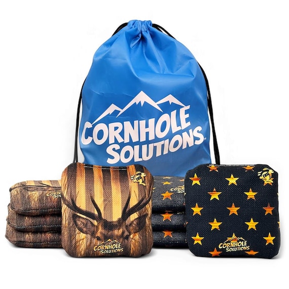 Pro Style Rec Cornhole Bags – Set of 8 (Rustic Stars & Deer Stripes)