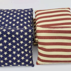 All Weather Resin Filled Distressed Stars & Stripes Regulation 6x6 Cornhole Bags includes 8 bags image 1