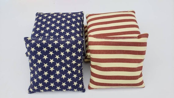 All-Weather Cornhole Bags – Set of 8 (Distressed Stars & Distressed Stripes)