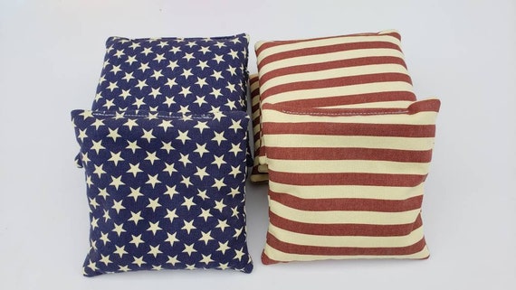 All Weather Resin Filled - Distressed Stars & Stripes - Regulation 6x6 Cornhole Bags (includes 8 bags)